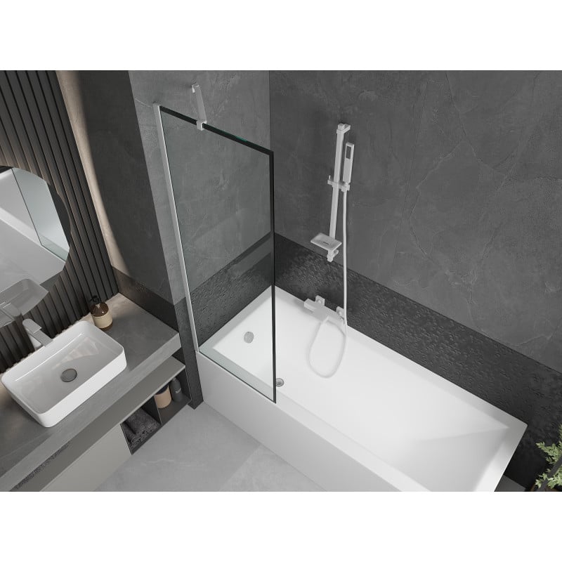 Mexen Next 1-panel shower screen 60 x 150 cm, black frame, white - 895-060-000-00-70-20