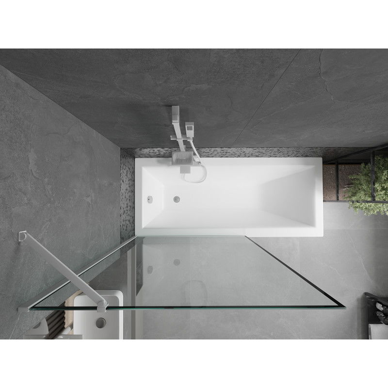 Mexen Next bath screen 1-wing 70 x 150 cm, black frame, white - 895-070-000-00-70-20