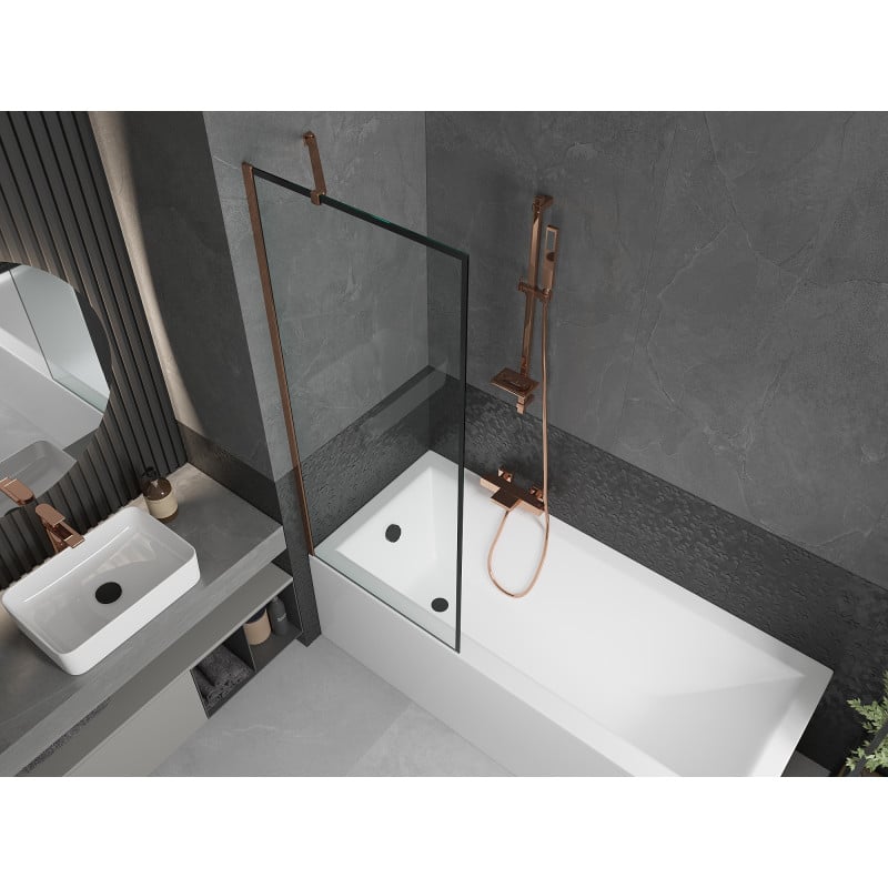 Mexen Next 1-panel bath screen 70 x 150 cm, black frame, rose gold - 895-070-000-00-70-60