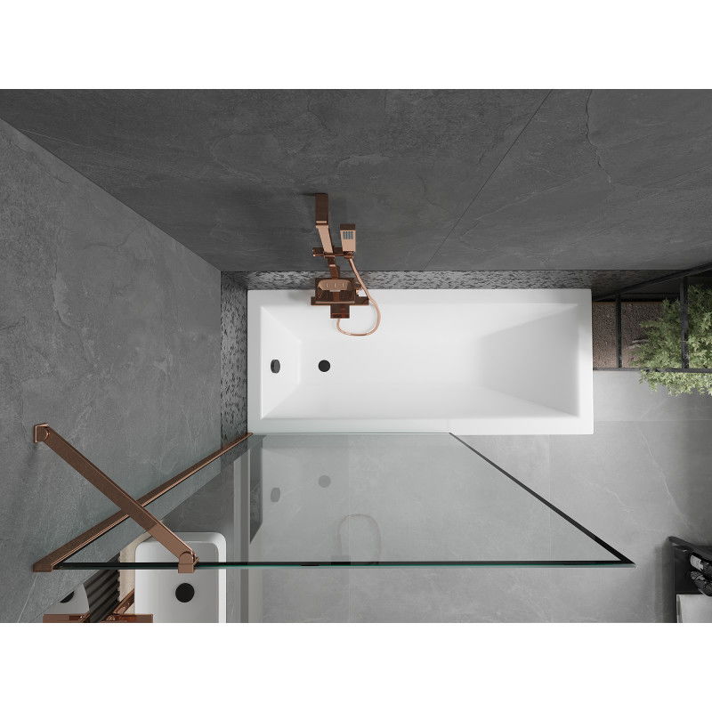 Mexen Next 1-panel bath screen 70 x 150 cm, black frame, rose gold - 895-070-000-00-70-60