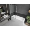 Mexen Next bath screen 1-wing 80 x 150 cm, black frame, white - 895-080-000-00-70-20