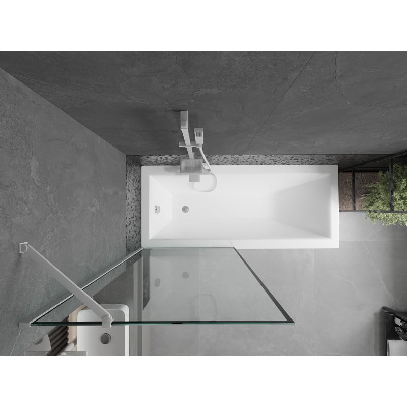 Mexen Next 1-panel bath screen 80 x 150 cm, black frame, white - 895-080-000-00-70-20