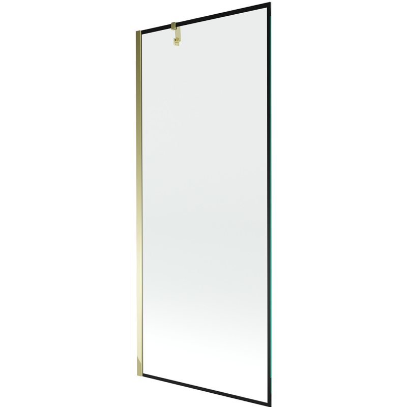 Mexen Next Single-Leaf Bath Screen 80 x 150 cm, Black Frame, Gold - 895-080-000-00-70-50