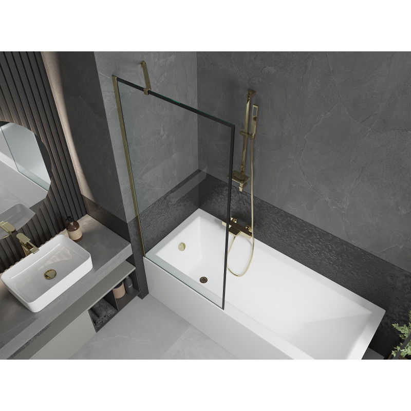 Mexen Next bathtub screen 1-wing 80 x 150 cm, black frame, gold - 895-080-000-00-70-50