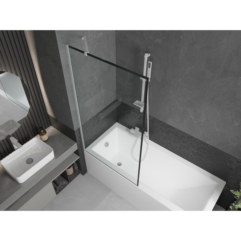 Mexen Next 1-panel shower screen 90 x 150 cm, black frame, white - 895-090-000-00-70-20