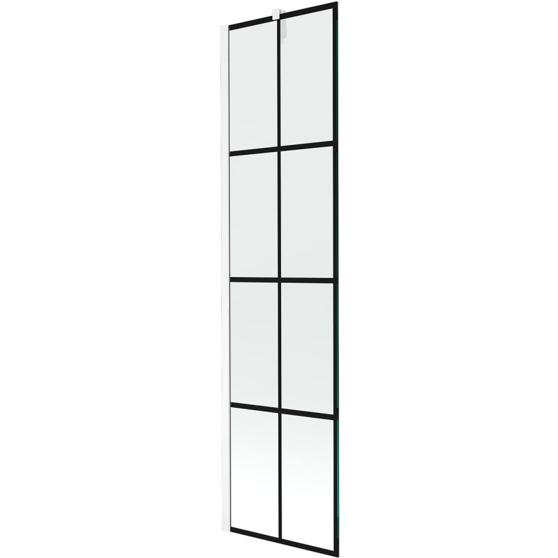 Mexen Next 1-panel bath screen 50 x 150 cm, black grid, white - 895-050-000-00-77-20
