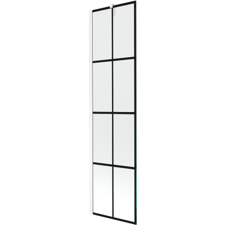 Mexen Next 1-panel bath screen 50 x 150 cm, black grid, white - 895-050-000-00-77-20