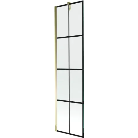 Mexen Next one-panel bath screen 50 x 150 cm, black grid, gold - 895-050-000-00-77-50