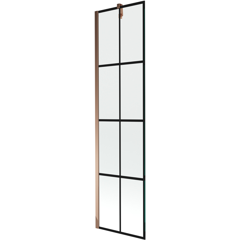 Mexen Next 1-panel shower screen 50 x 150 cm, black grid, rose gold - 895-050-000-00-77-60