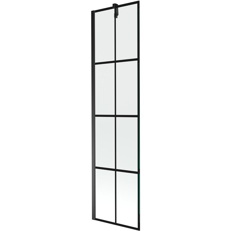Mexen Next 1-winged Bath Screen 50 x 150 cm, Black Grid, Black - 895-050-000-00-77-70