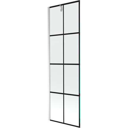 Mexen Next 1-wing Bath Screen 60 x 150 cm, Black Grid, Chrome - 895-060-000-00-77-01