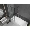 Mexen Next 1-wing Bath Screen 60 x 150 cm, Black Grid, Chrome - 895-060-000-00-77-01