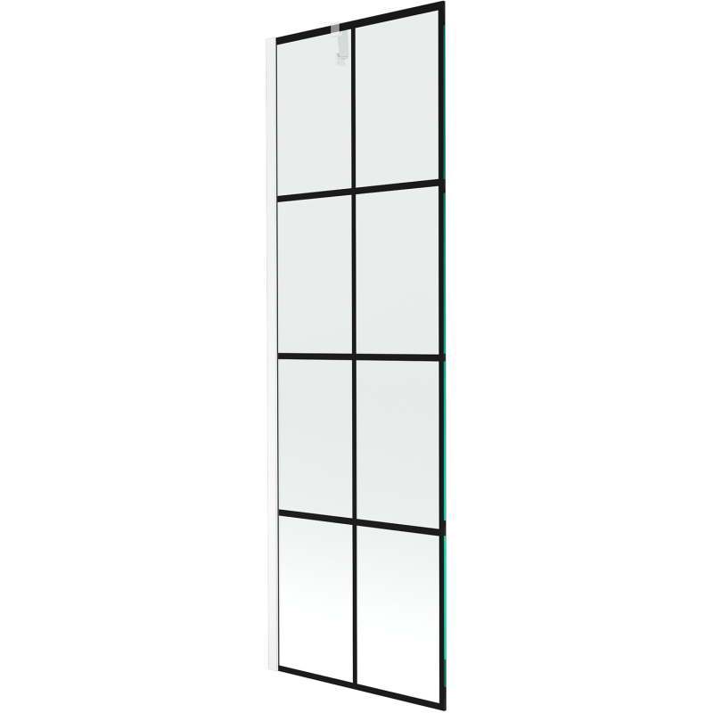 Mexen Next single-wing bath screen 60 x 150 cm, black grid, white - 895-060-000-00-77-20