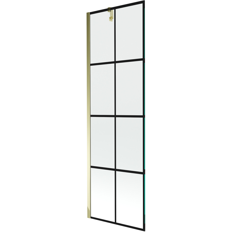 Mexen Next 1-wing shower screen 60 x 150 cm, black grid, gold - 895-060-000-00-77-50