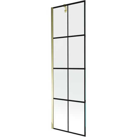 Mexen Next 1-panel bath screen 60 x 150 cm, black grid, gold - 895-060-000-00-77-50