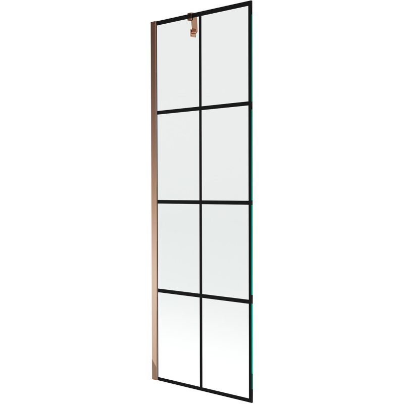Mexen Next 1-wing bathtub screen 60 x 150 cm, Black pattern, Rose gold - 895-060-000-00-77-60