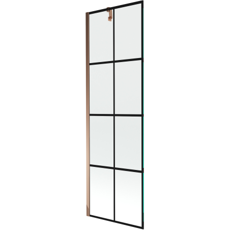 Mexen Next 1-wing bath screen 60 x 150 cm, black grid, rose gold - 895-060-000-00-77-60