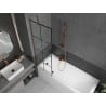 Mexen Next 1-wing bath screen 60 x 150 cm, black grid, rose gold - 895-060-000-00-77-60