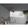 Mexen Next 1-wing bath screen 60 x 150 cm, black grid, rose gold - 895-060-000-00-77-60