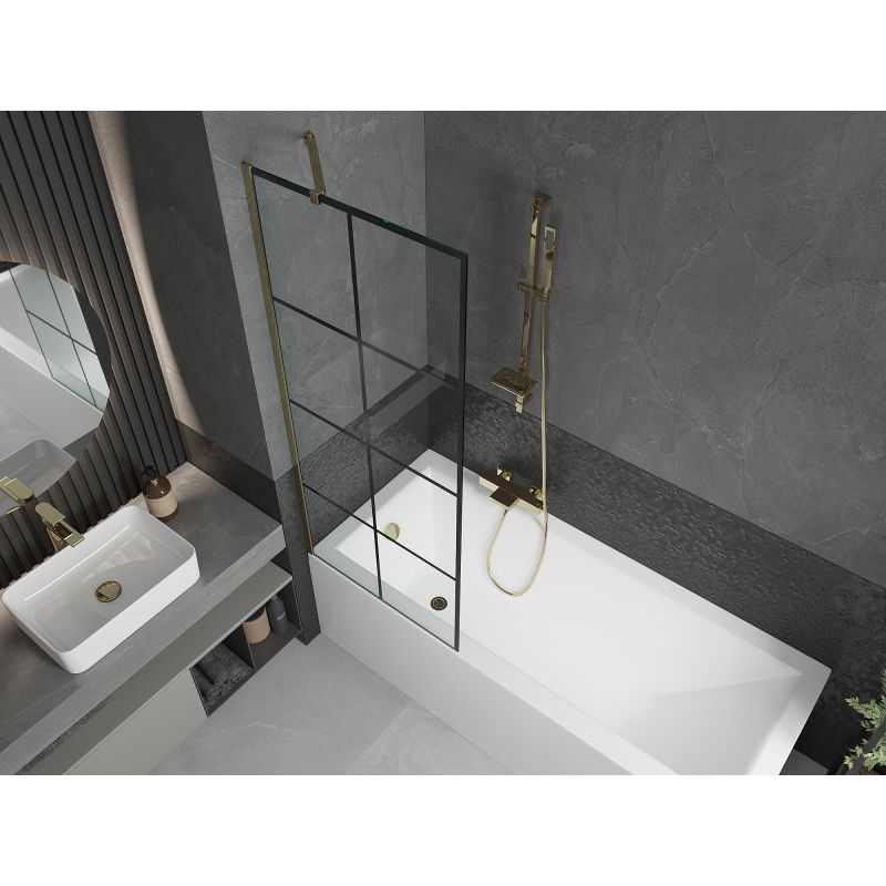 Mexen Next 1-panel shower screen 70 x 150 cm, black grid, gold - 895-070-000-00-77-50