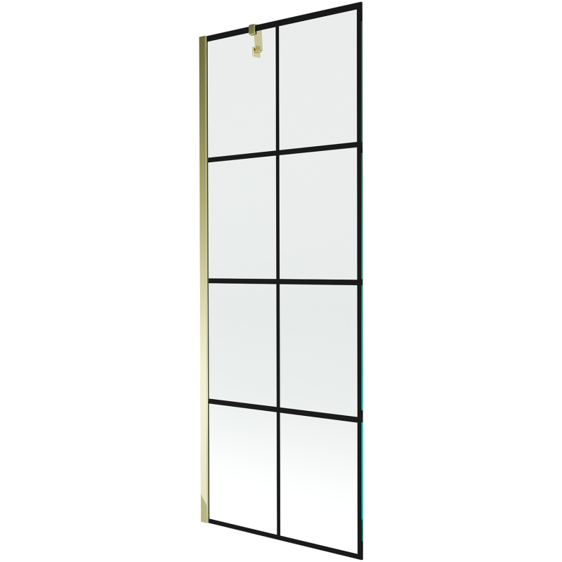 Mexen Next 1-panel shower screen 70 x 150 cm, black grid, gold - 895-070-000-00-77-50
