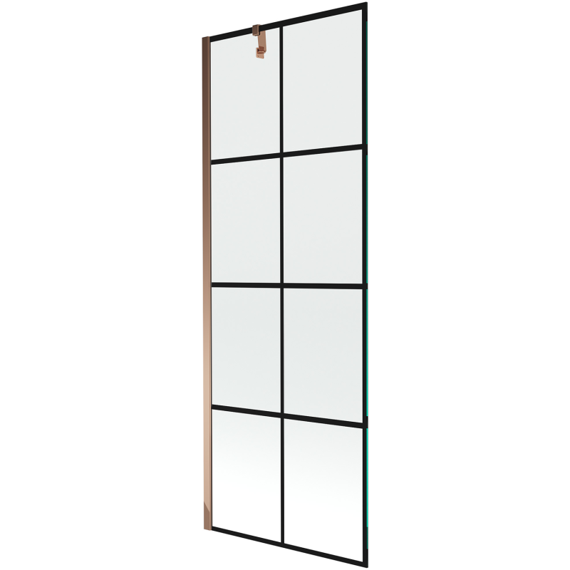 Mexen Next 1-panel Shower Partition 70 x 150 cm, Black Grid, Rose Gold - 895-070-000-00-77-60