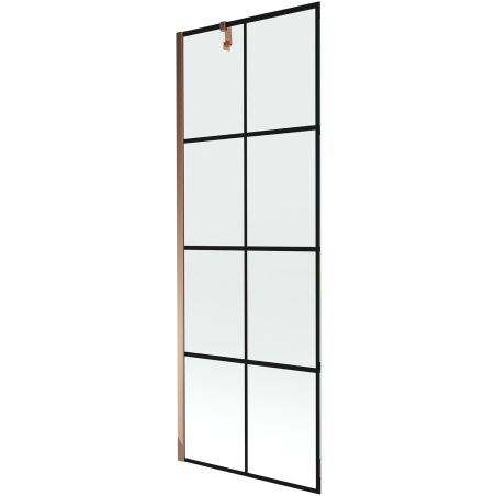 Mexen Next 1-panel Shower Partition 70 x 150 cm, Black Grid, Rose Gold - 895-070-000-00-77-60