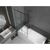 Mexen Next 1-panel bath screen 80 x 150 cm, black grid, chrome - 895-080-000-00-77-01