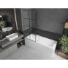 Mexen Next 1-panel bath screen 80 x 150 cm, black grid, chrome - 895-080-000-00-77-01