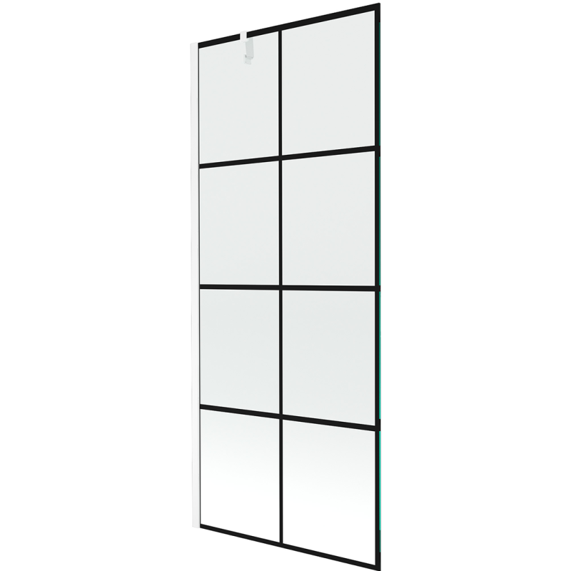 Mexen Next 1-leaf shower screen 80 x 150 cm, black grid, white - 895-080-000-00-77-20