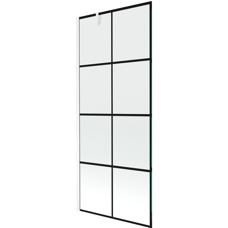 Mexen Next 1-wing bathtub screen 80 x 150 cm, Black pattern, White - 895-080-000-00-77-20