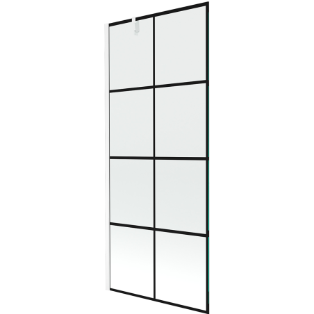 Mexen Next 1-leaf shower screen 80 x 150 cm, black grid, white - 895-080-000-00-77-20