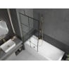 Mexen Next 1-wing Bath Screen 80 x 150 cm, Black Grid, Gold - 895-080-000-00-77-50