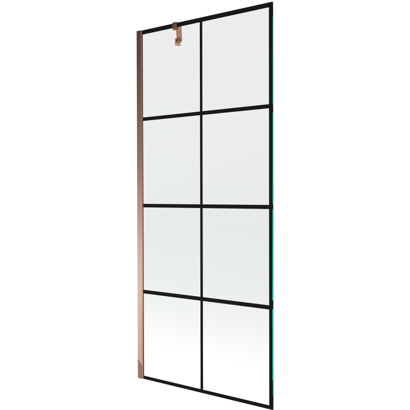 Mexen Next 1-wing shower screen 80 x 150 cm, black grid, rose gold - 895-080-000-00-77-60