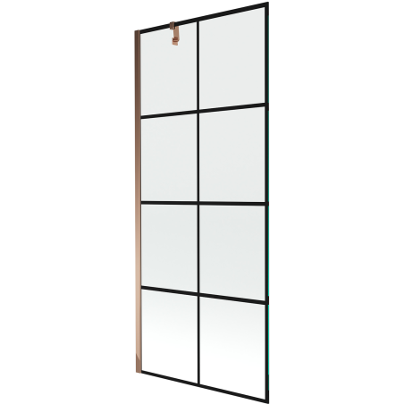 Mexen Next 1-wing shower screen 80 x 150 cm, black grid, rose gold - 895-080-000-00-77-60
