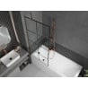 Mexen Next 1-wing Bath Screen 80 x 150 cm, Black Grid, Rose Gold - 895-080-000-00-77-60