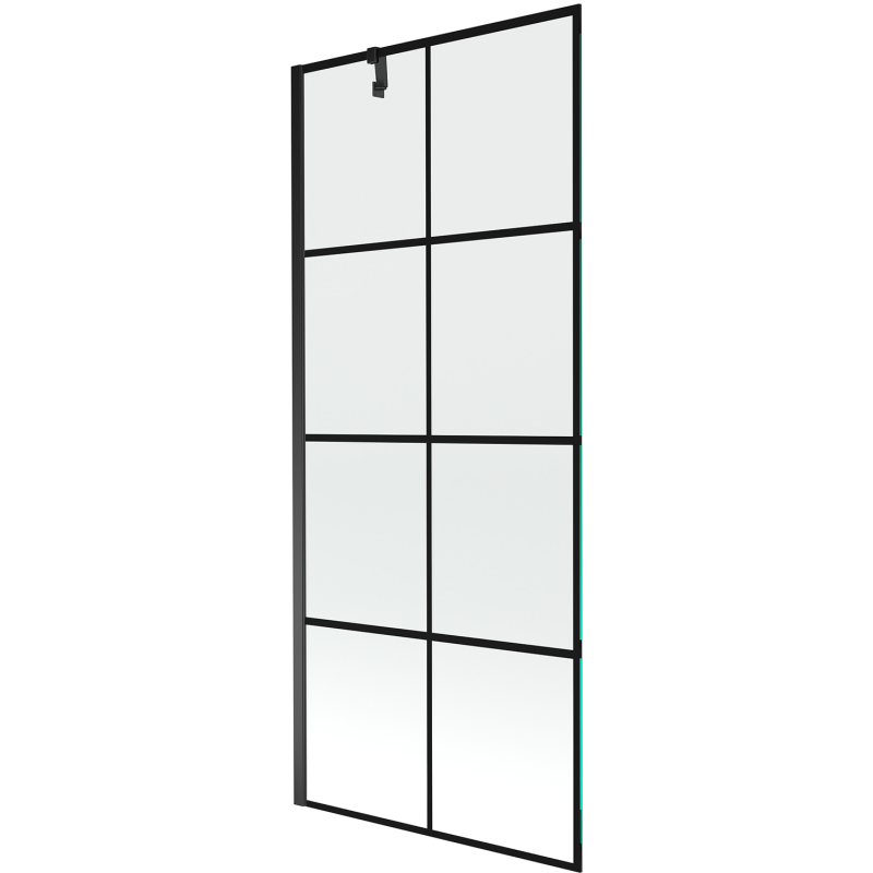 Mexen Next 1-panel bath screen 80 x 150 cm, black grid, black - 895-080-000-00-77-70