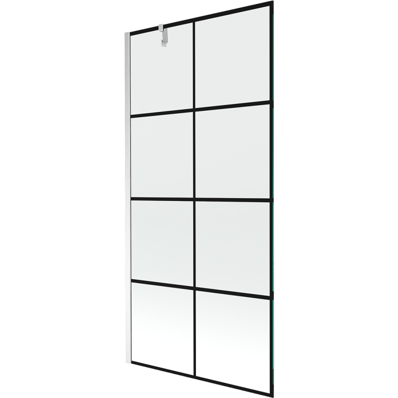 Mexen Next 1-panel bathtub screen 90 x 150 cm, black grid, chrome - 895-090-000-00-77-01