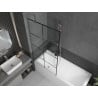 Mexen Next 1-Panel Bath Screen 90 x 150 cm, Black Grid, Chrome - 895-090-000-00-77-01