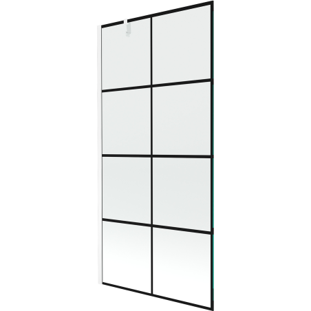 Mexen Next 1-panel Bath Screen 90 x 150 cm, Black Grid, White - 895-090-000-00-77-20