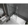 Mexen Next 1-panel Bath Screen 90 x 150 cm, Black Grid, White - 895-090-000-00-77-20