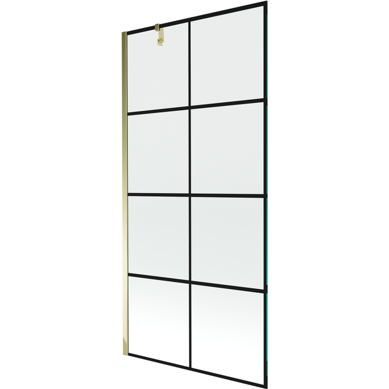 Mexen Next 1-wing bathtub screen 90 x 150 cm, Black pattern, Gold - 895-090-000-00-77-50