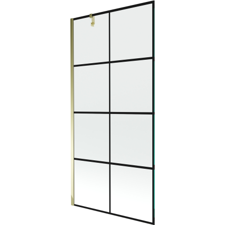 Mexen Next 1-wing bathtub screen 90 x 150 cm, Black pattern, Gold - 895-090-000-00-77-50