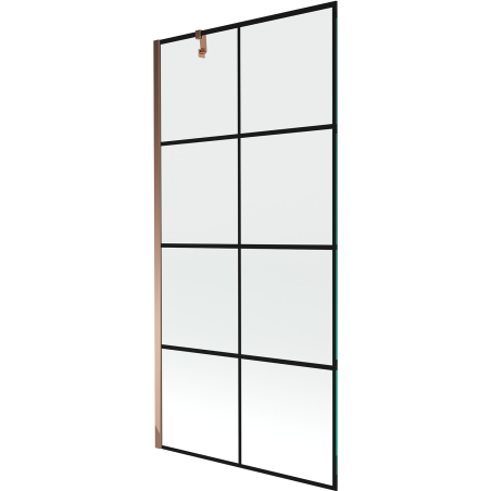 Mexen Next 1-wing bathtub screen 90 x 150 cm, Black pattern, Rose gold - 895-090-000-00-77-60
