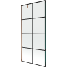 Mexen Next 1-wing bath screen 90 x 150 cm, black grid, rose gold - 895-090-000-00-77-60