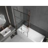Mexen Next 1-wing bath screen 90 x 150 cm, black grid, rose gold - 895-090-000-00-77-60