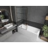Mexen Next 1-wing bath screen 90 x 150 cm, black grid, rose gold - 895-090-000-00-77-60
