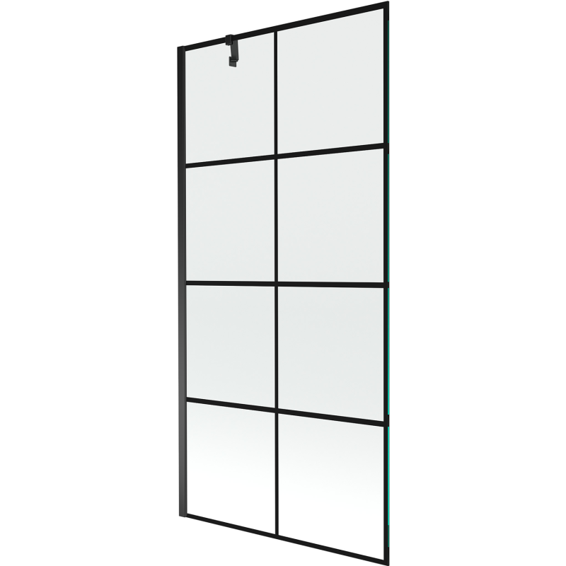 Mexen Next 1-panel bath screen 90 x 150 cm, black grid, black - 895-090-000-00-77-70