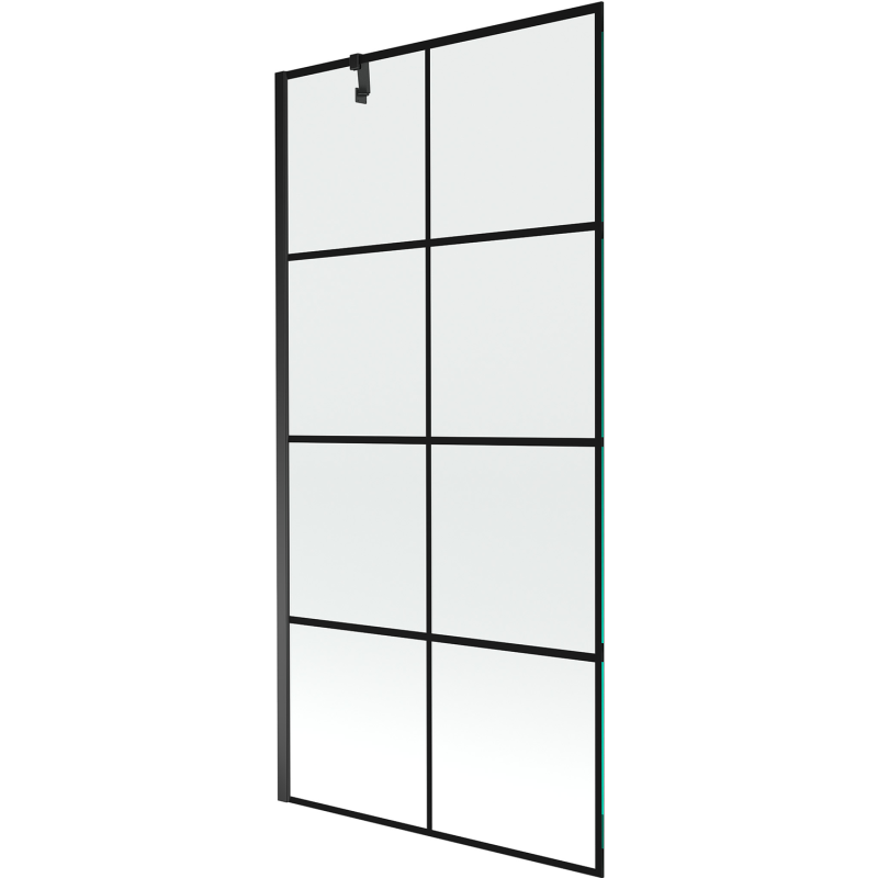 Mexen Next 1-wing bath screen 90 x 150 cm, black grid, black - 895-090-000-00-77-70