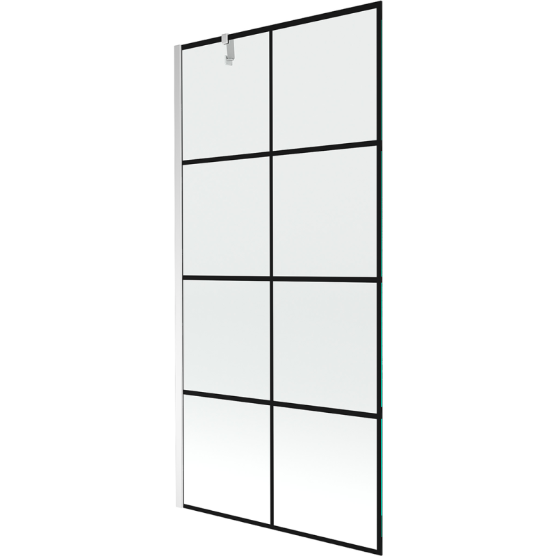 Mexen Next 1-panel bath screen 100 x 150 cm, black grid, chrome - 895-100-000-00-77-01